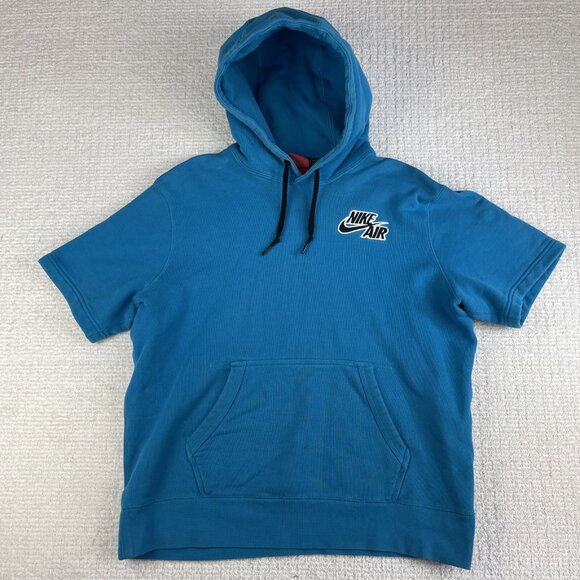 Nike Air Pivot Blue Short Sleeve Sweatshirt Hoodie Jacket L Tech Fleece (Read) - Picture 1 of 16